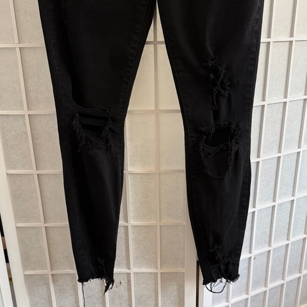 Eunina Clara High Rise Skinny Crop Black Distressed Jeans Size 7 - Picture 4 of 7